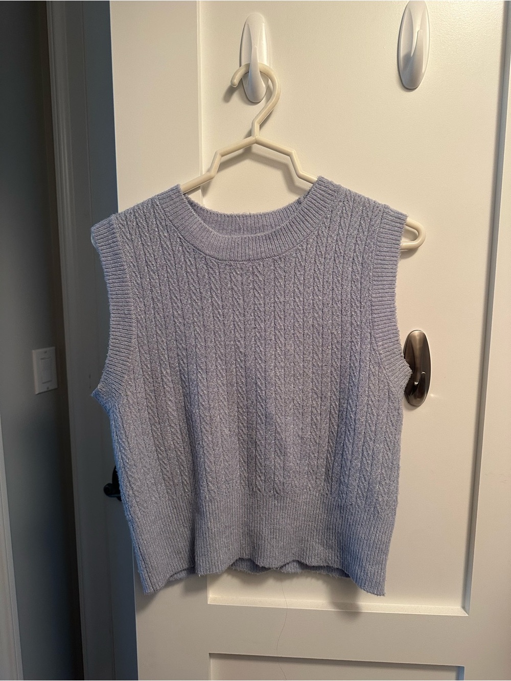 Pink Rose Lavender Cable Knit V-Neck Sweater Vest
